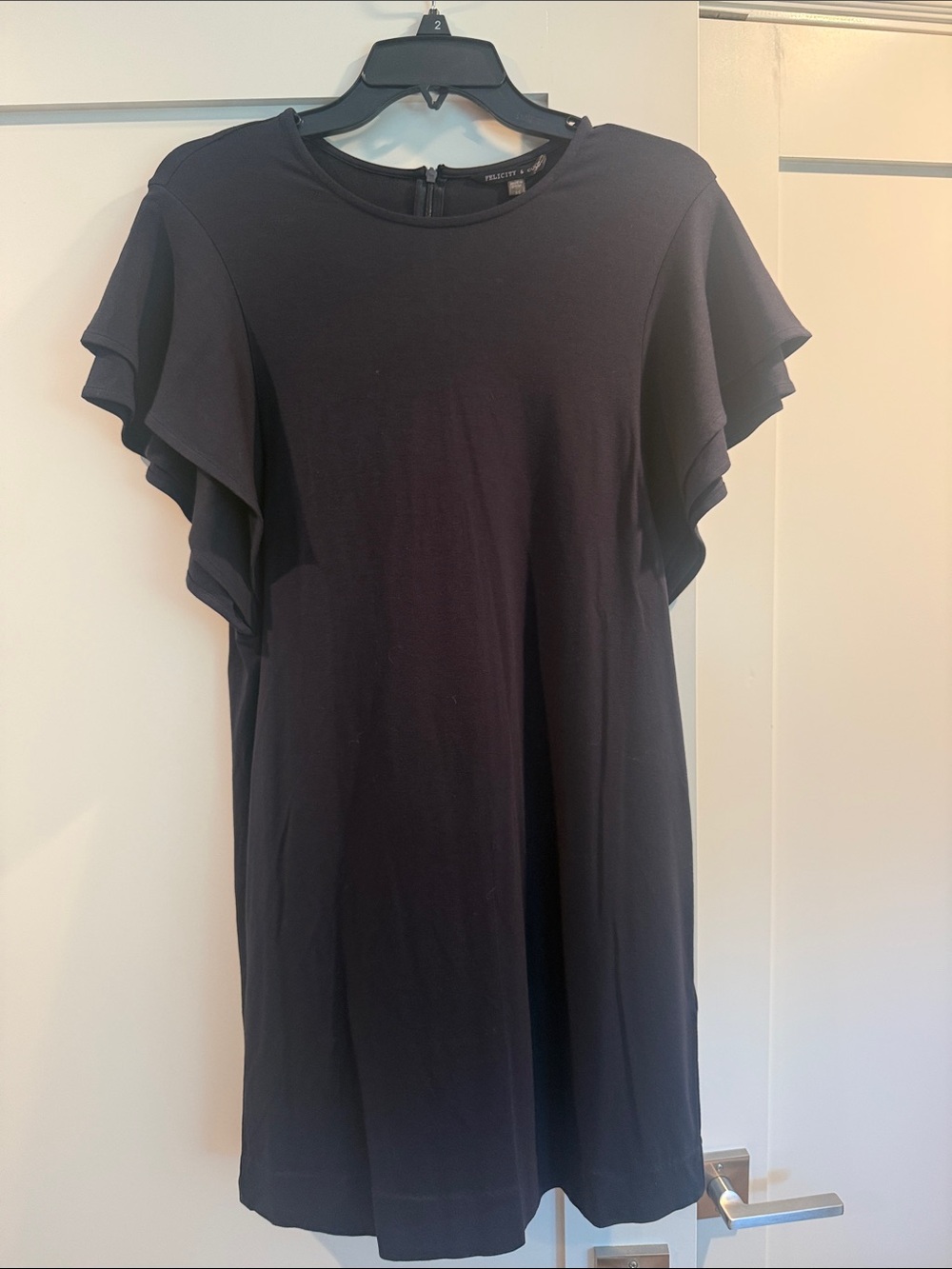 Ruffled Sleeve Navy Women's Dress